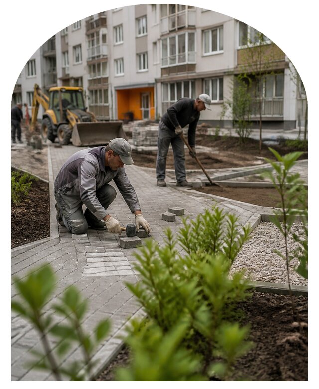 Благоустройство двора многоквартирного дома в Новокузнецке